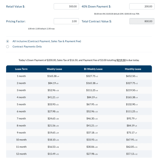 Pricing Factor Calculator